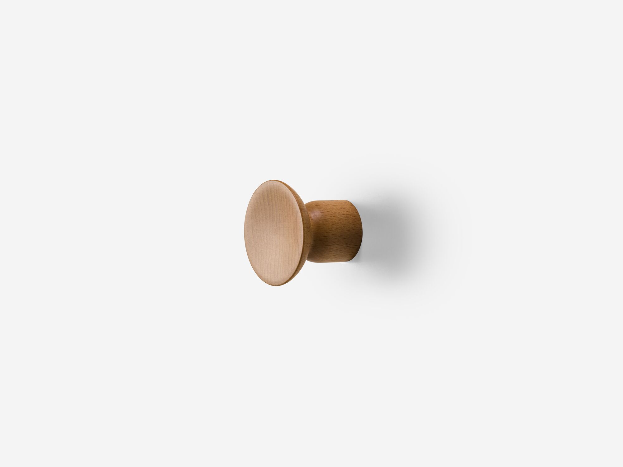 Medium beech wall hook angle view